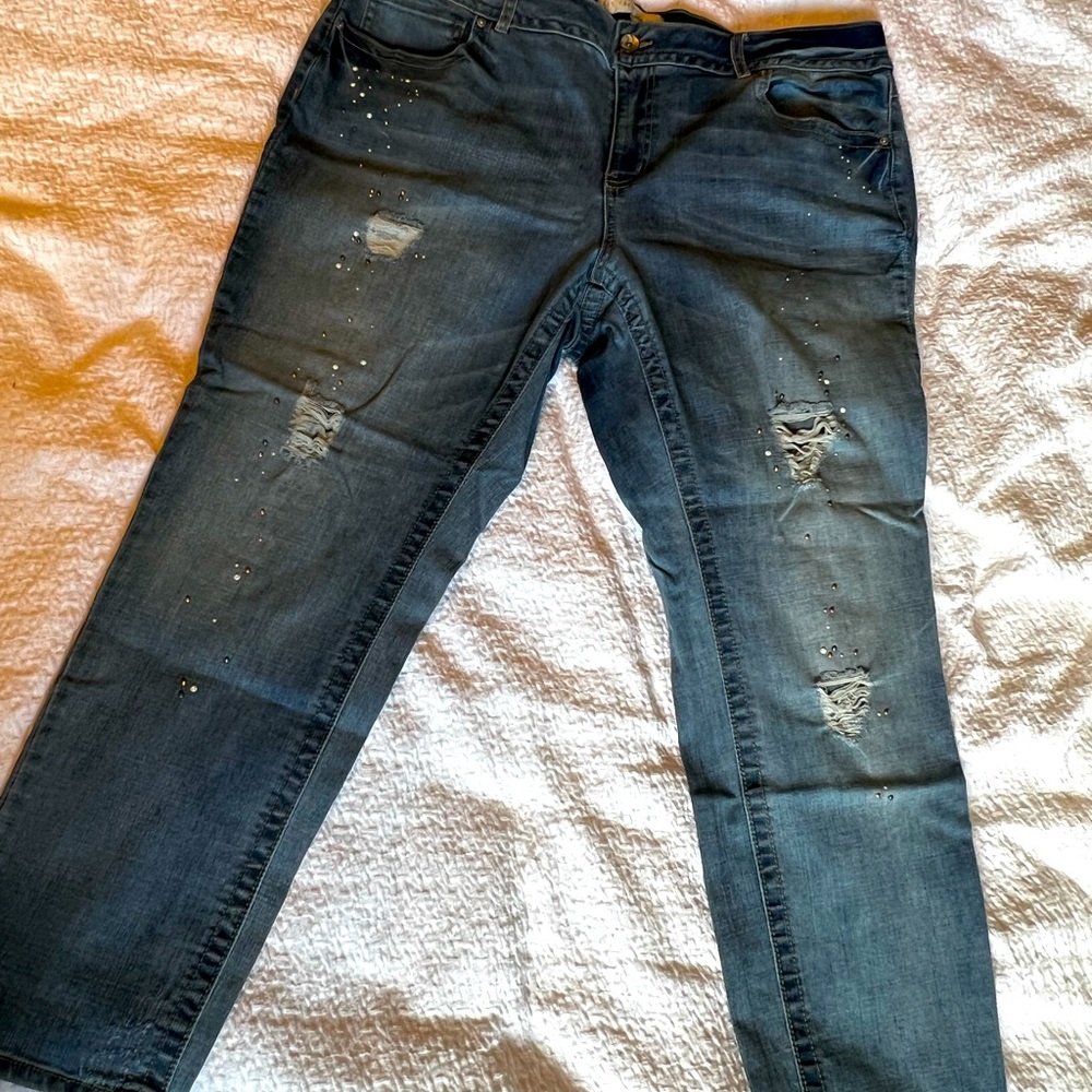 Est. 1946 Denim Jeans with Pearl and Metal Accents Size 18W